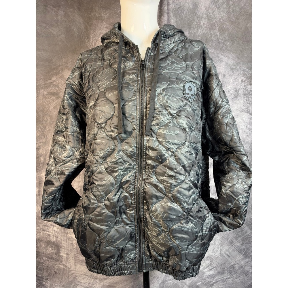 NEW Zero Foxtrot Woobie Zip Hoodie Men Large Black Tiger Stripe Camo Quilted